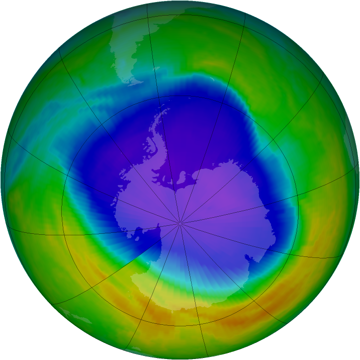 Antarctic ozone map for 18 October 1999
